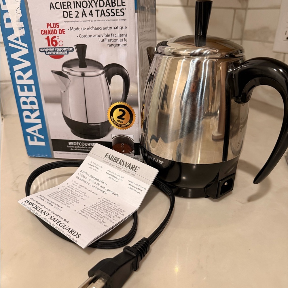Farberware Stainless Steel Kettle - Silver & Black Accent - Picture 9 of 10